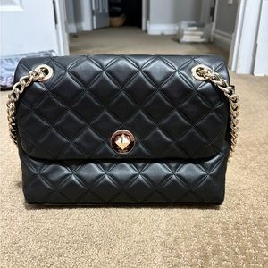Kate Spade black smooth quilted leather bag with matching wallet